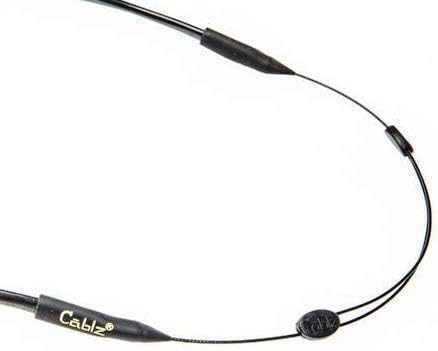 Cablz Zipz Adjustable Eyewear Retainer, Rubber End, 12", Black Stainless Steel