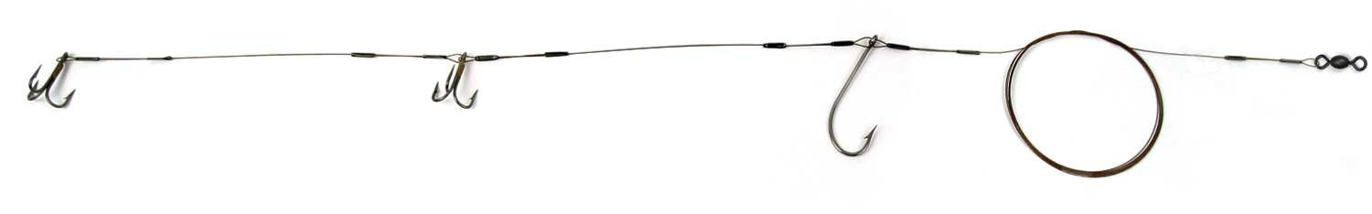 Sea Striker Live Bait King Rig 5' 60lb Wire 5/0 Bait Hook, 2-#4 4X