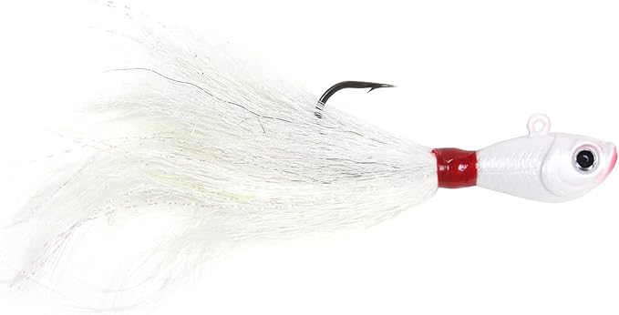 Sea Striker Bucktail Jig 6 oz, Holographic Eyes, White