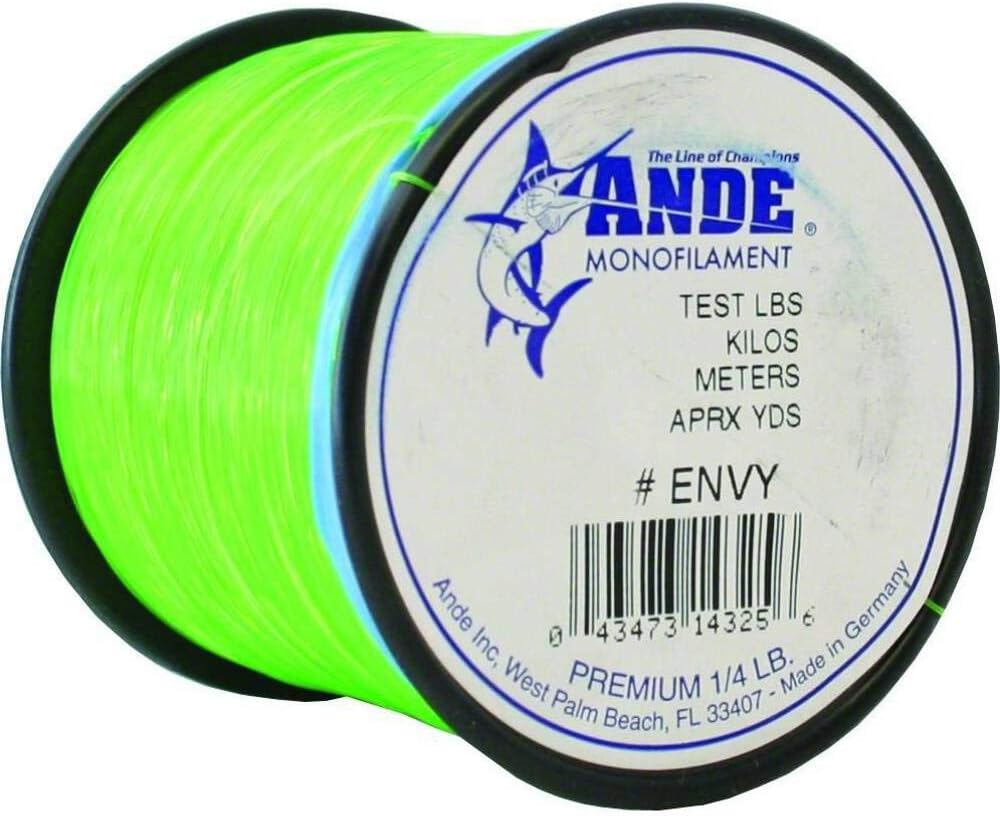 12 lb mono fishing line Ande Monofilament Line (Envy Green, 12 -Pounds test, 1/4# spool)