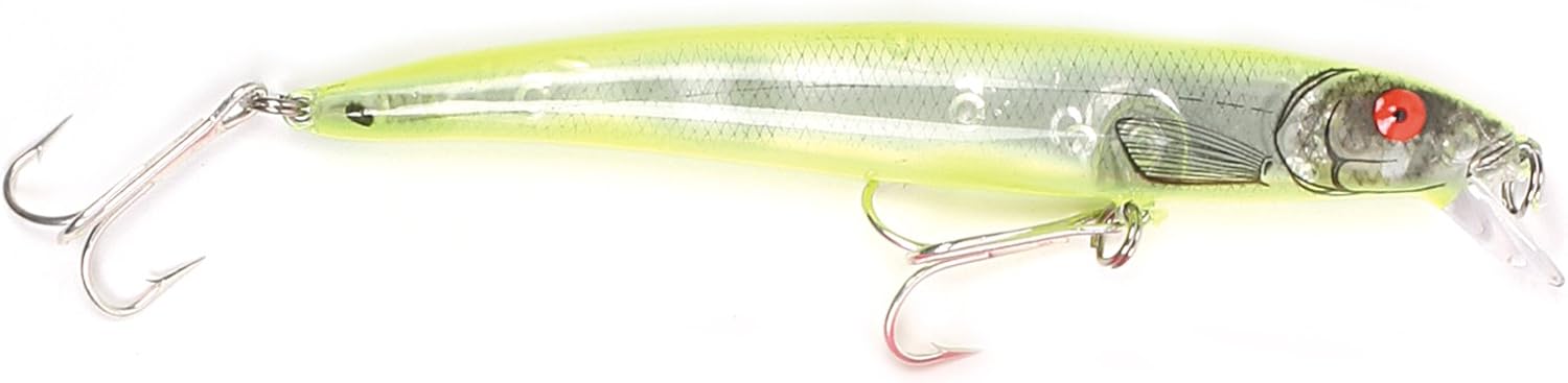 Bomber Magnum Long A Minnow, 7", 1 1/2 oz, Silver Chartreuse