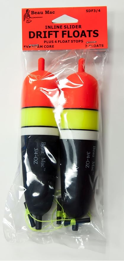 Beau-Mac SDF 3/4 Drift Floats EVA 3/4oz 2pk Hi-Vis Red