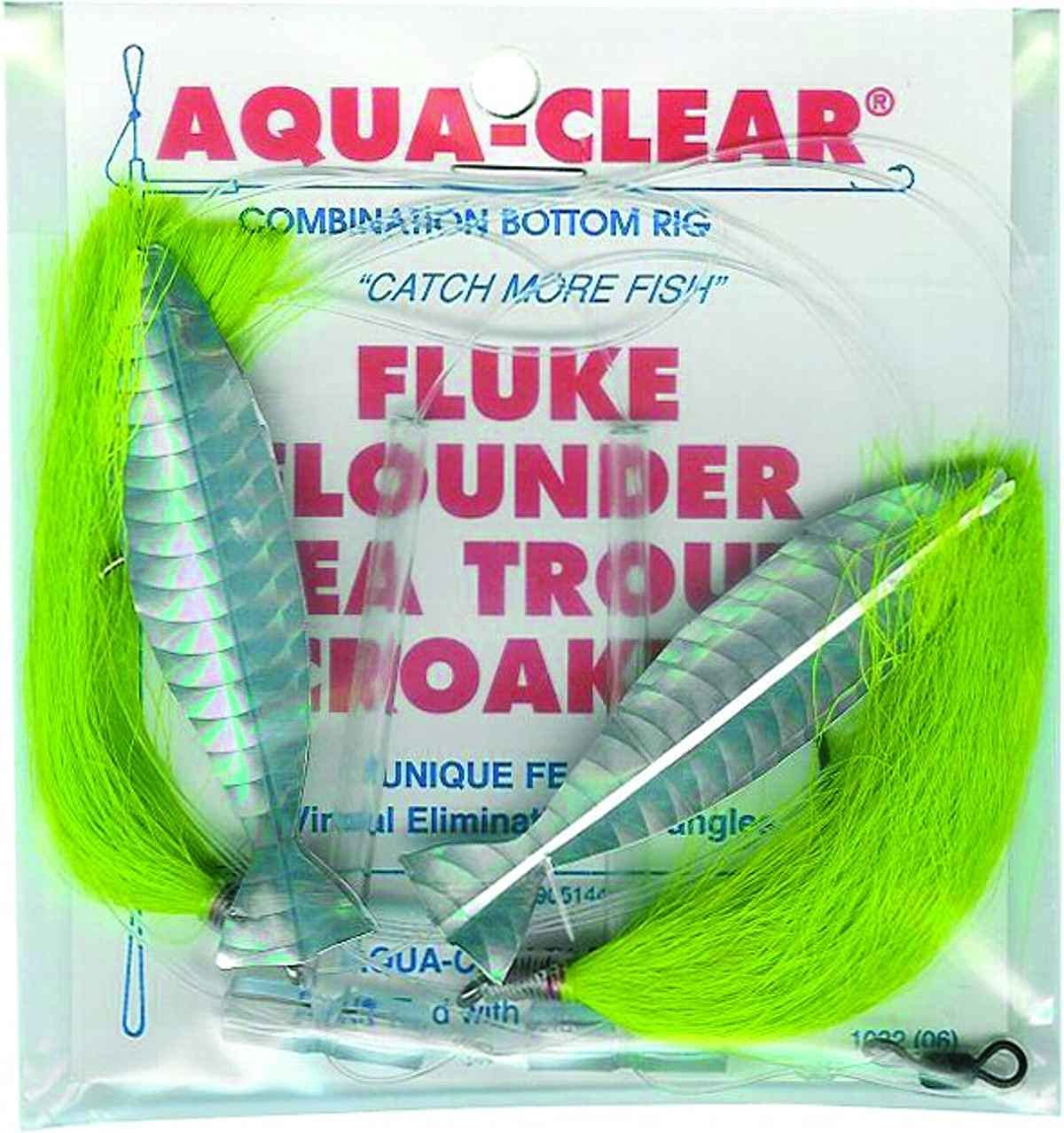 Aqua Clear Hi/Lo Fluke/ Flounder/Trout/Croaker Grn Hair Sil
