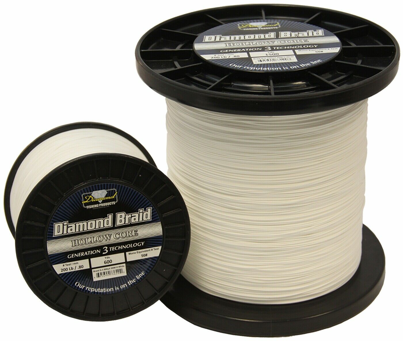 130 lb mono fishing line Momoi Diamond Braid Generation III Hollow Core (Multiple Sizes, 3-Colo