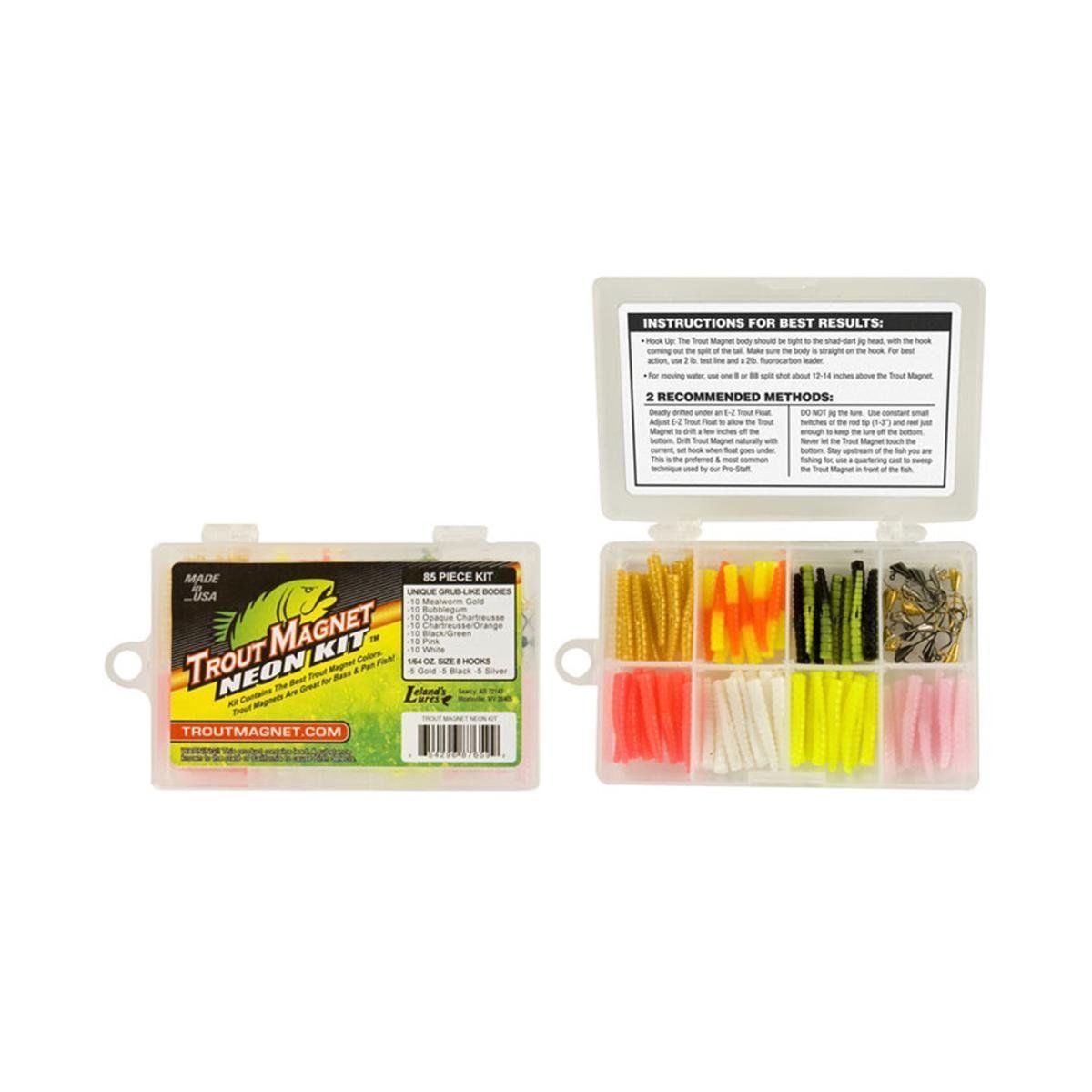 Leland Trout Magnet Kit & Grubs Shad Darts NEON KIT -85 Piece Made in