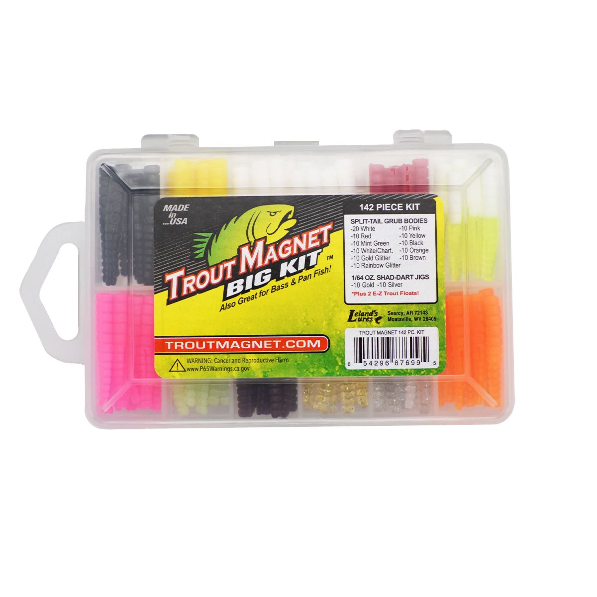 Leland Trout Magnet Kit & Grubs Shad Darts(The Original)-142 Piece Mad