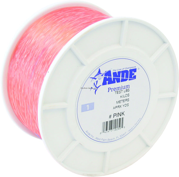 Ande Premium Mono Line, 1lb Spool, 30lb, 1600yd, Pink