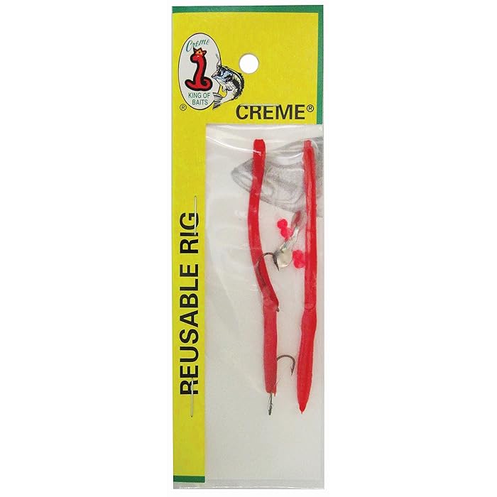 Creme Midget Crawler Worm, 1 Rig and Spare, 3-1/2"