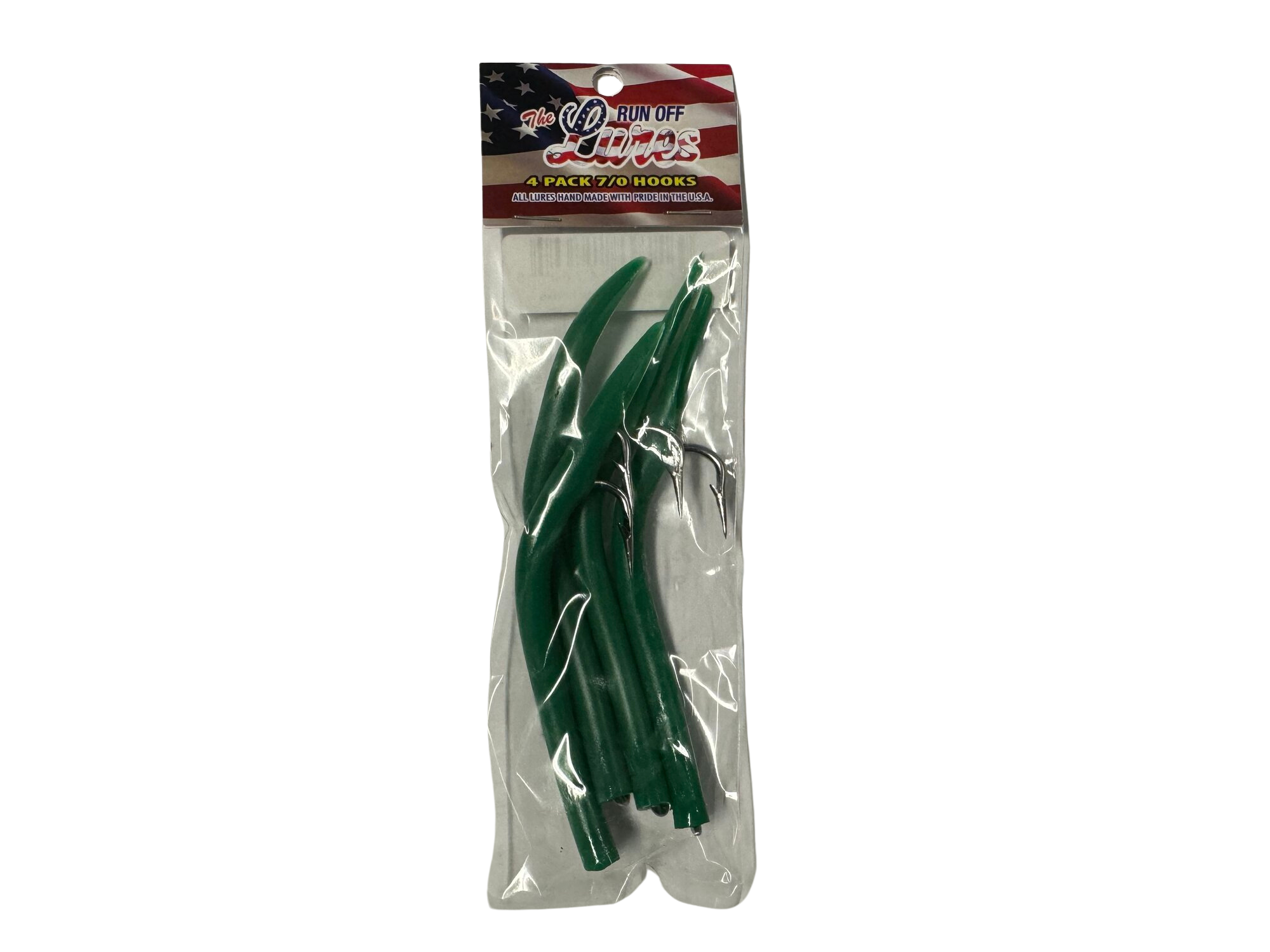 Run Off Lures 4pk 7/0 Dark Green Replacement Hooks