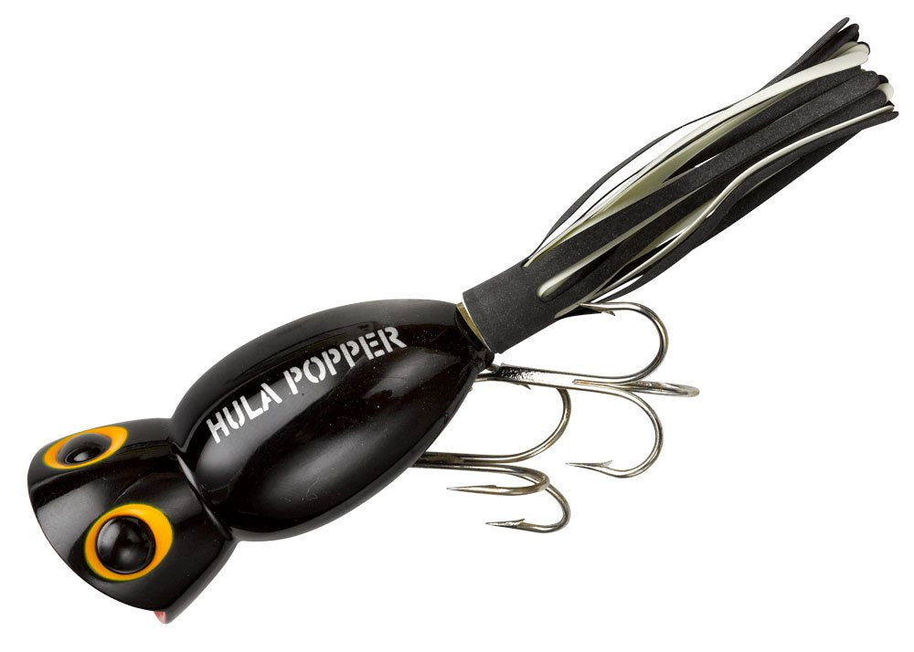 Arbogast Hula Popper Topwater Popper, 1 3/4", 1/4 oz, Black