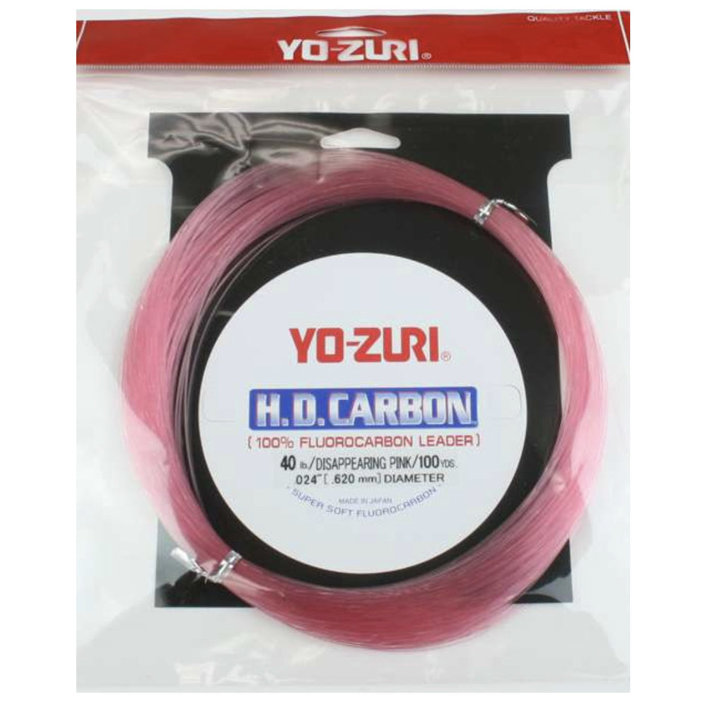 Yo-Zuri HD Carbon 100% Fluorocarbon Leader (15-200lb, 100yd, Disappearing Pink)