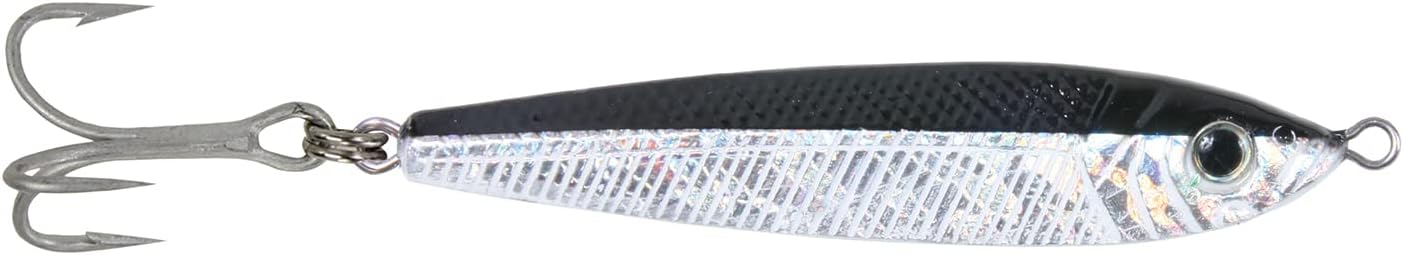 GOT-CHA JF4-BS Jigfish Lure, 4", 4 oz, 3/0 Treble Hook, Black/Silver