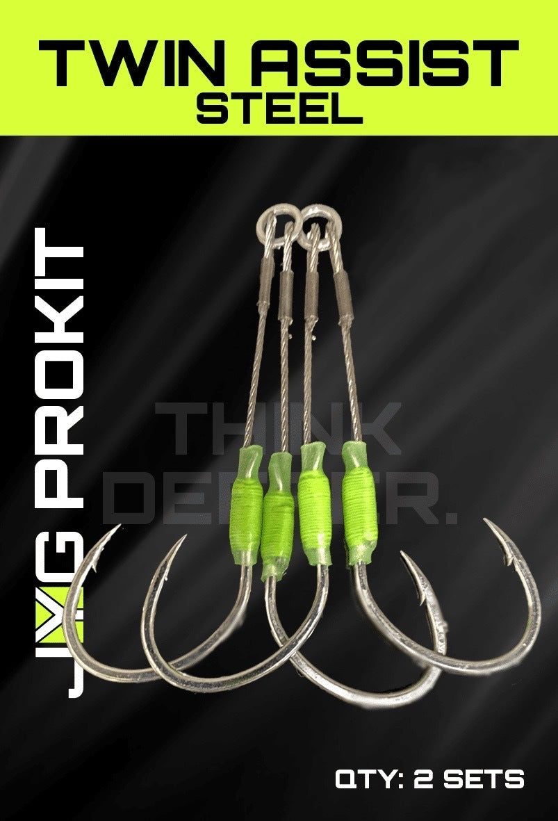 JYG Pro Fishing Twin Assist Hooks Steel- 4/0 JYG Pro Fishing Twin Assist Hooks Steel- 4/0