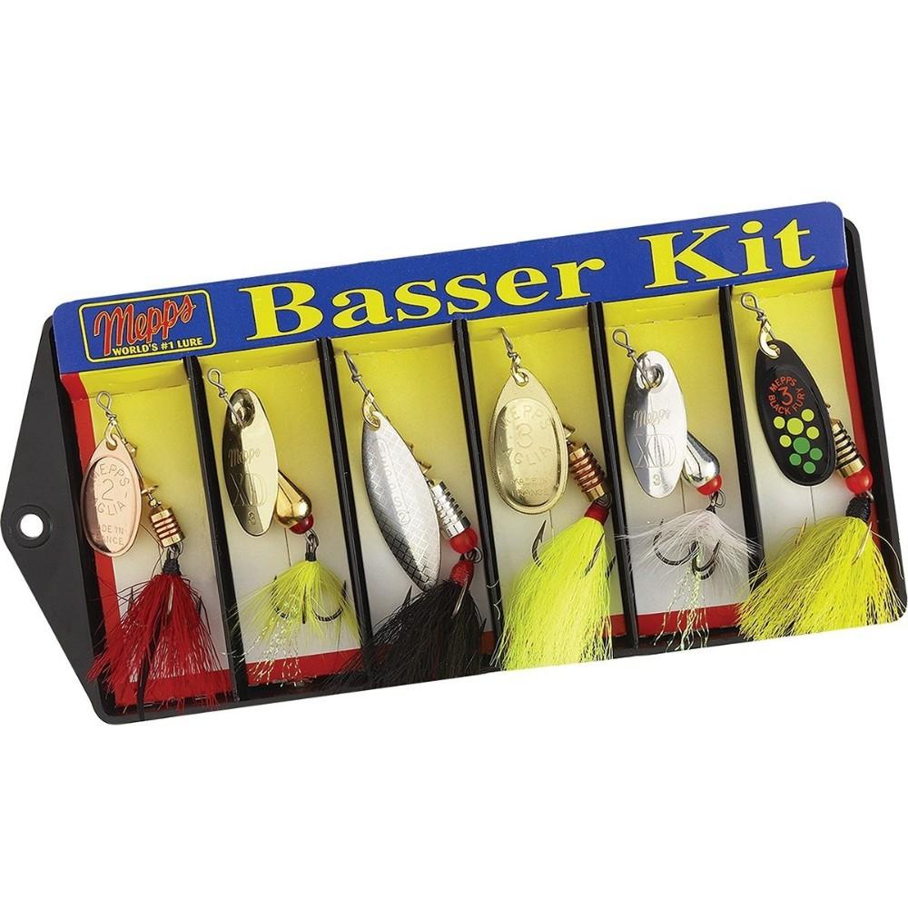 bass fishing lure assortment Mepps Dressed Bass Lure Assortment Basser Kit 6 Spinners