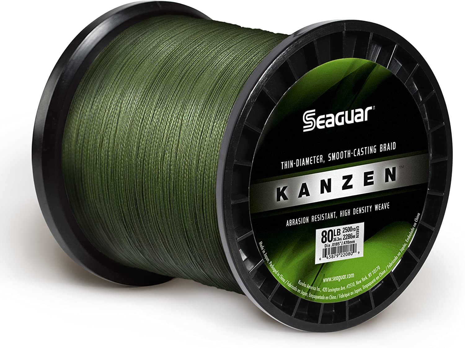 Seaguar Kanzen Braid Fishing Line, 10lb, 2500yd Spool, Green