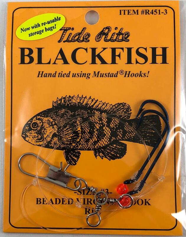 Tide Rite Hand Tied Beaded Virginia Hook Blackfish Rigs, Mustad Long S