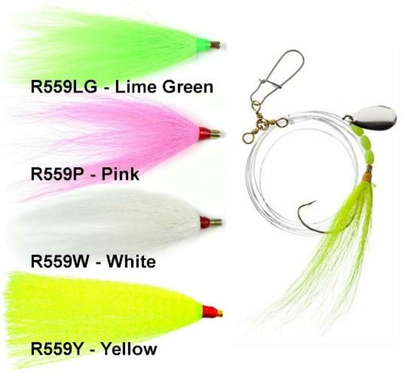Tide Rite Hand Tied Bucktail Spinner Rigs for Fluke with Mustad Wide G