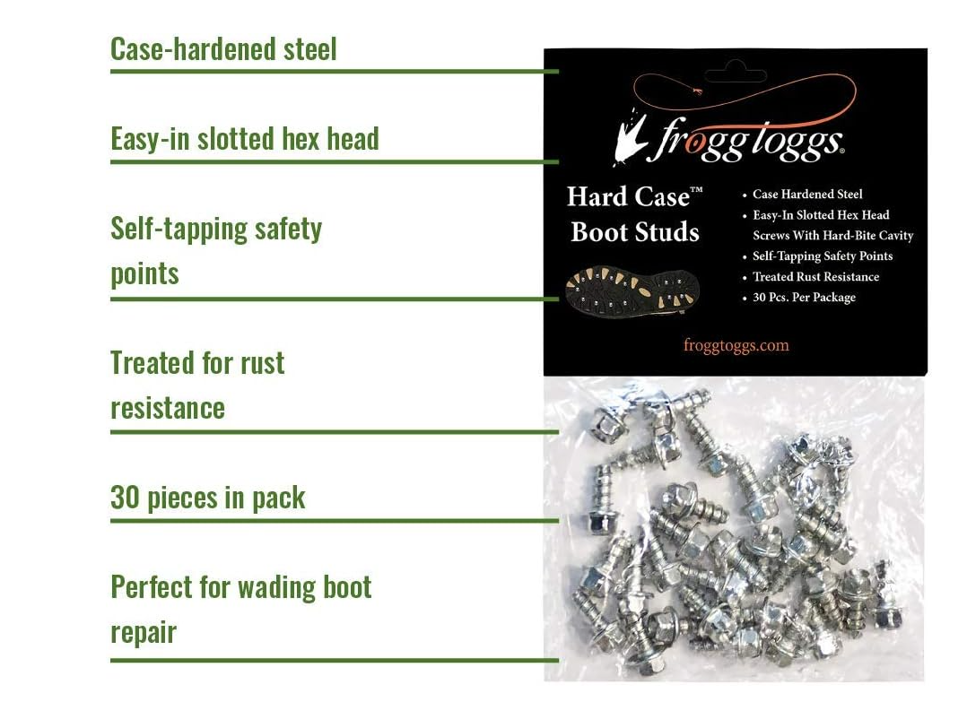 Frogg Toggs Hard Case Boot Studs, Steel, 30 Per Pack