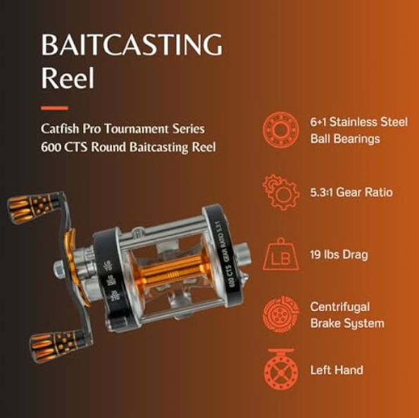 Catfish Pro 600CTSLFT Tournament Series Lefty Baitcasting Reel