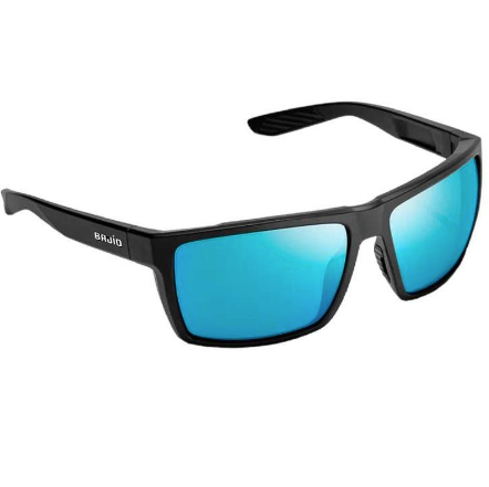 Bajio Stiltsville Black Matte Frame/Blue Mirror Poly Lens Sunglasses