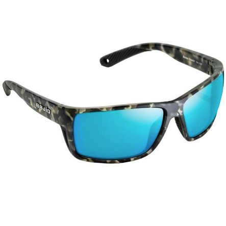 Bajio Bales Beach Grey Camo Matte Frame/Blue Mirror Poly Lens Sunglasses