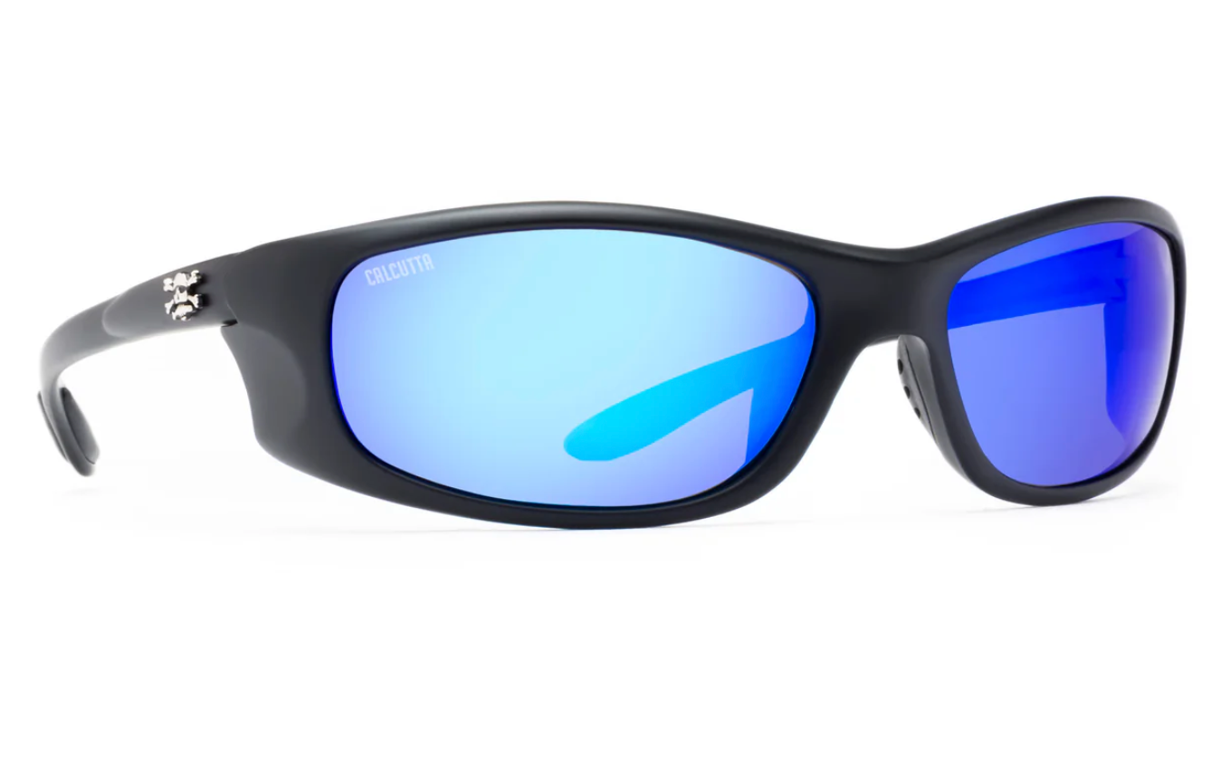 Calcutta San Jose Polarized Sunglasses Matte Black Frame/Blue Mirror Lens