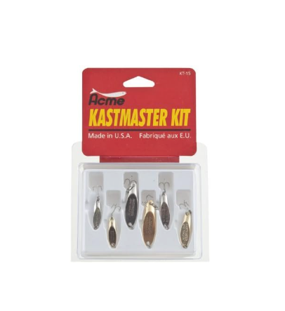 Acme Kastmaster 6 Piece Tackle Kit, 1/4 oz, 1/8 oz, 1/12 oz, Chrome & Gold