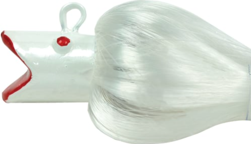Sea Striker Chute Rig, 8" Nylon Hair, 2 oz, Swing Hook, White