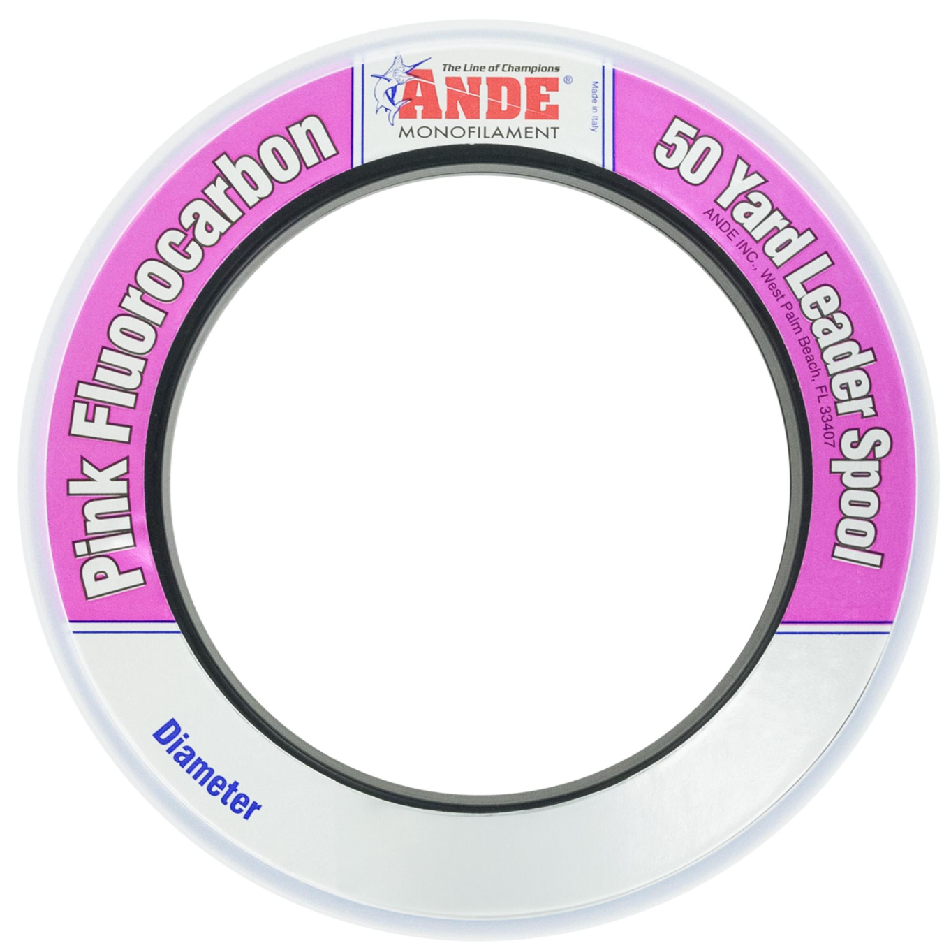 Ande Pink Fluorocarbon Leader Wrist Spool 40lb 50yd