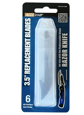AccuSharp 746PDQ Replaceable Blade Razor Knife - Blue PDQ; 6 Knives