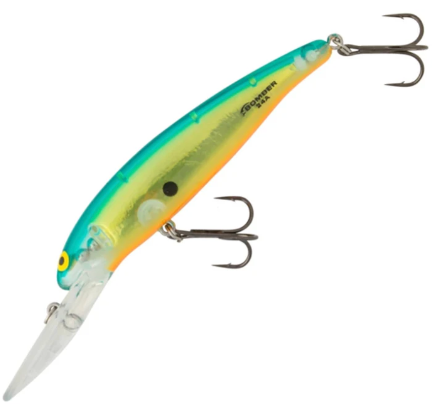 Bomber B15 Long A 4 1/2" Shallow Jerkbait, Cht Flake/Blue-Orange