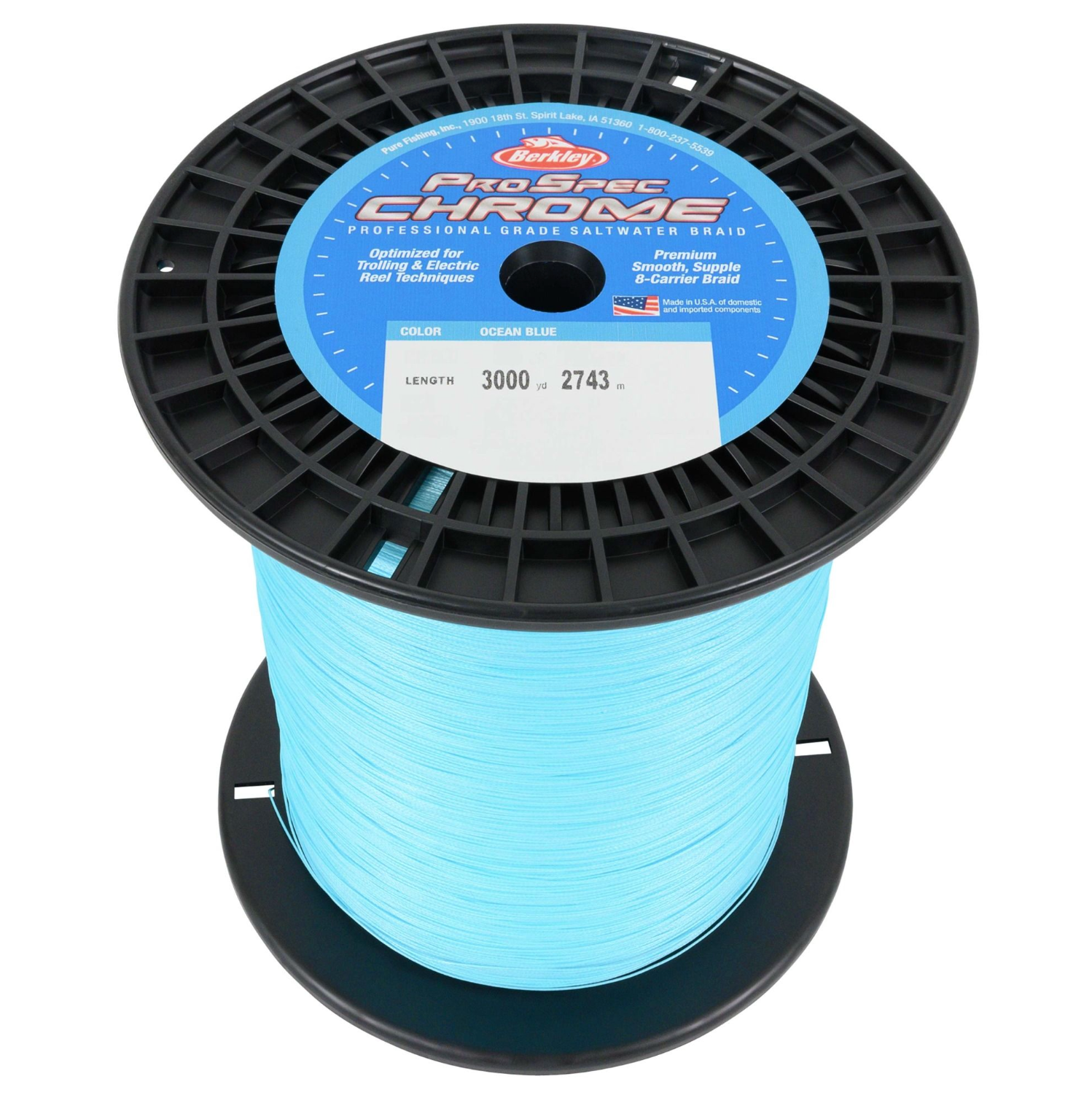 Berkley ProSpec Chrome Premium Saltwater Braid 80lb 3000yd Ocean Blue