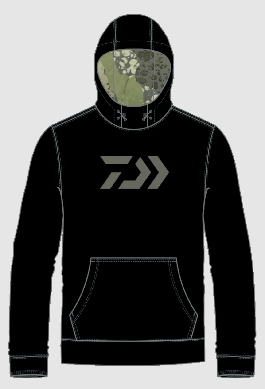 Daiwa D-Vec Woods Camo Black Fleece Hoodie