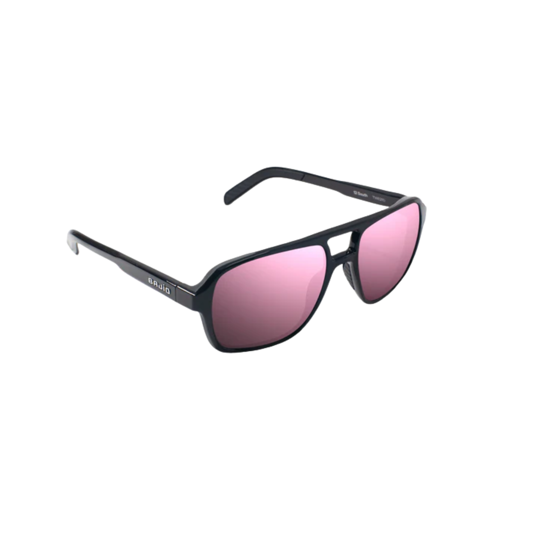Bajio 12 South Black Gloss Frame / Rose Mirror Lens Sunglasses