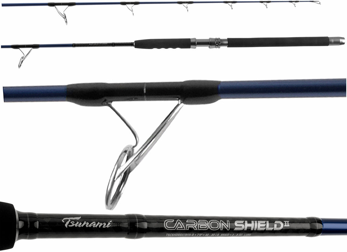 tsunami carbon shield spinning rod III Jigging Series Worm and hook Top 5 Electric Fishing Custom cork grips and Color:TAR CREEK CRAW