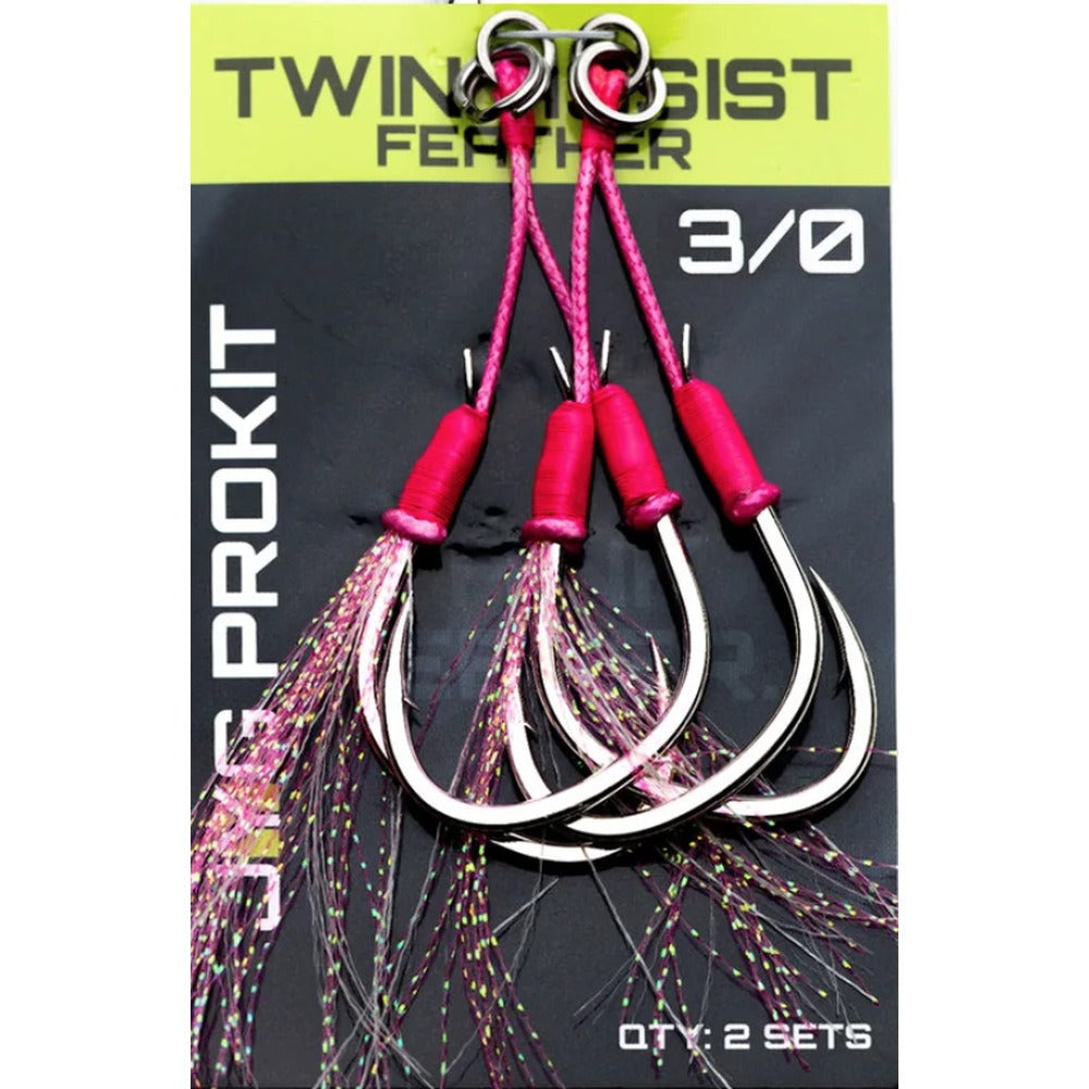 JYG Pro Fishing Twin Assist Hooks w/ Feather