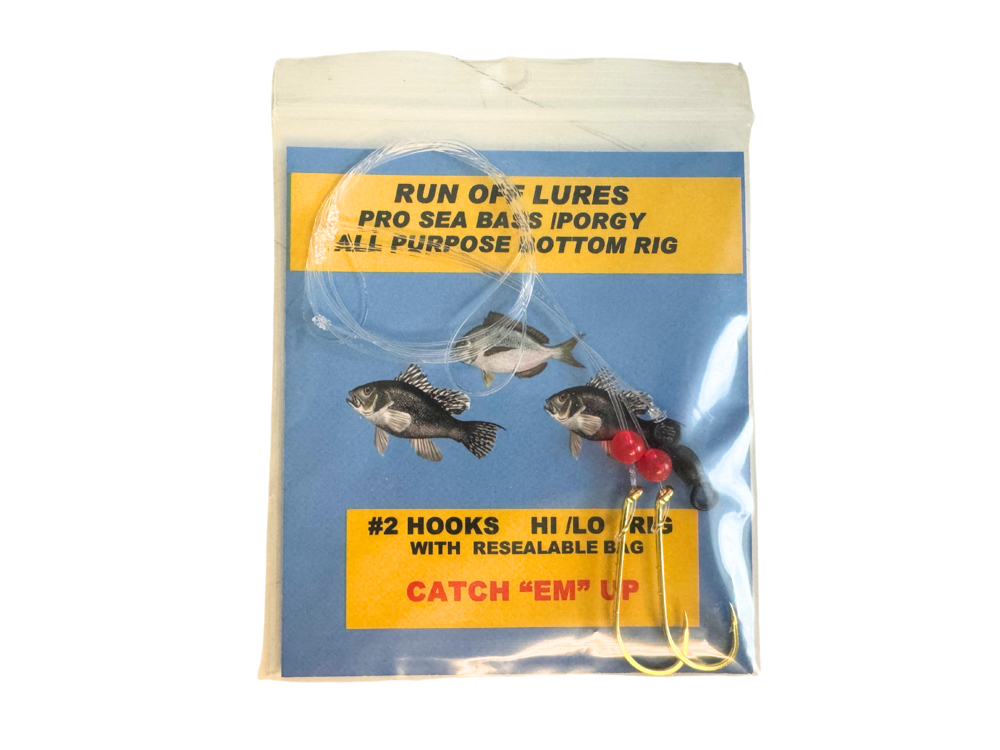 Run Off Lures Pro Hi/Lo Dropper Loop Rig for Sea Bass/Porgy with 2 Hooks
