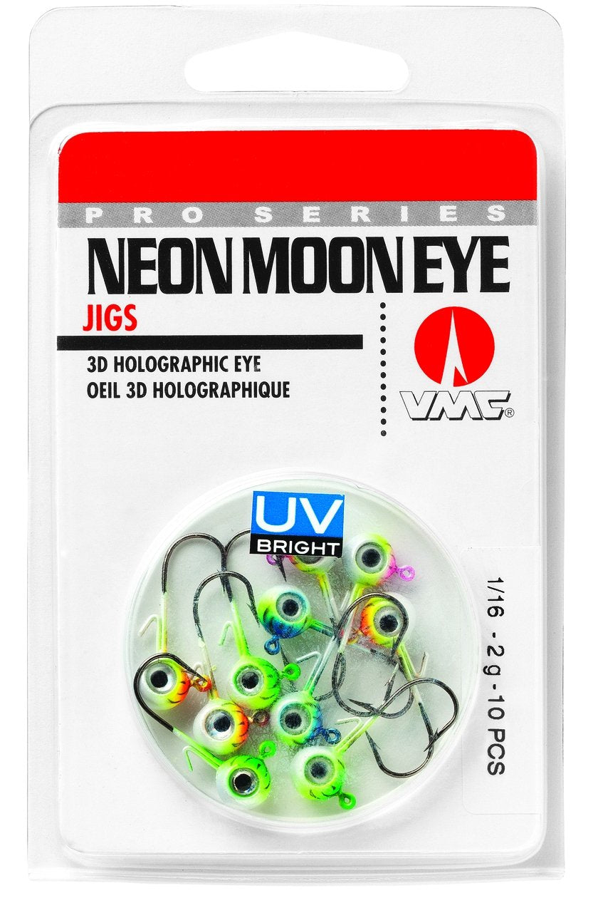 VMC NME132UVK UV Neon Moon Eye Jig 1/32oz Jig Heads 10 Pack