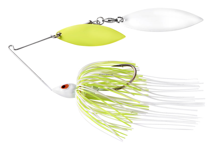 War Eagle Double Willow Painted Head Spinnerbait- 3/8oz- White Chartre
