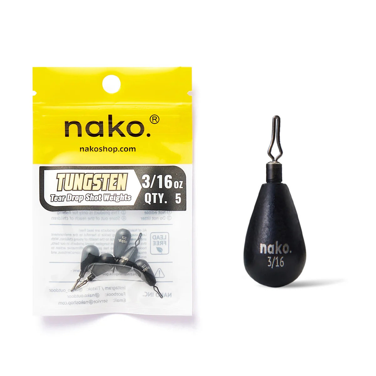 Nako Tungsten Tear Drop Shot Weights