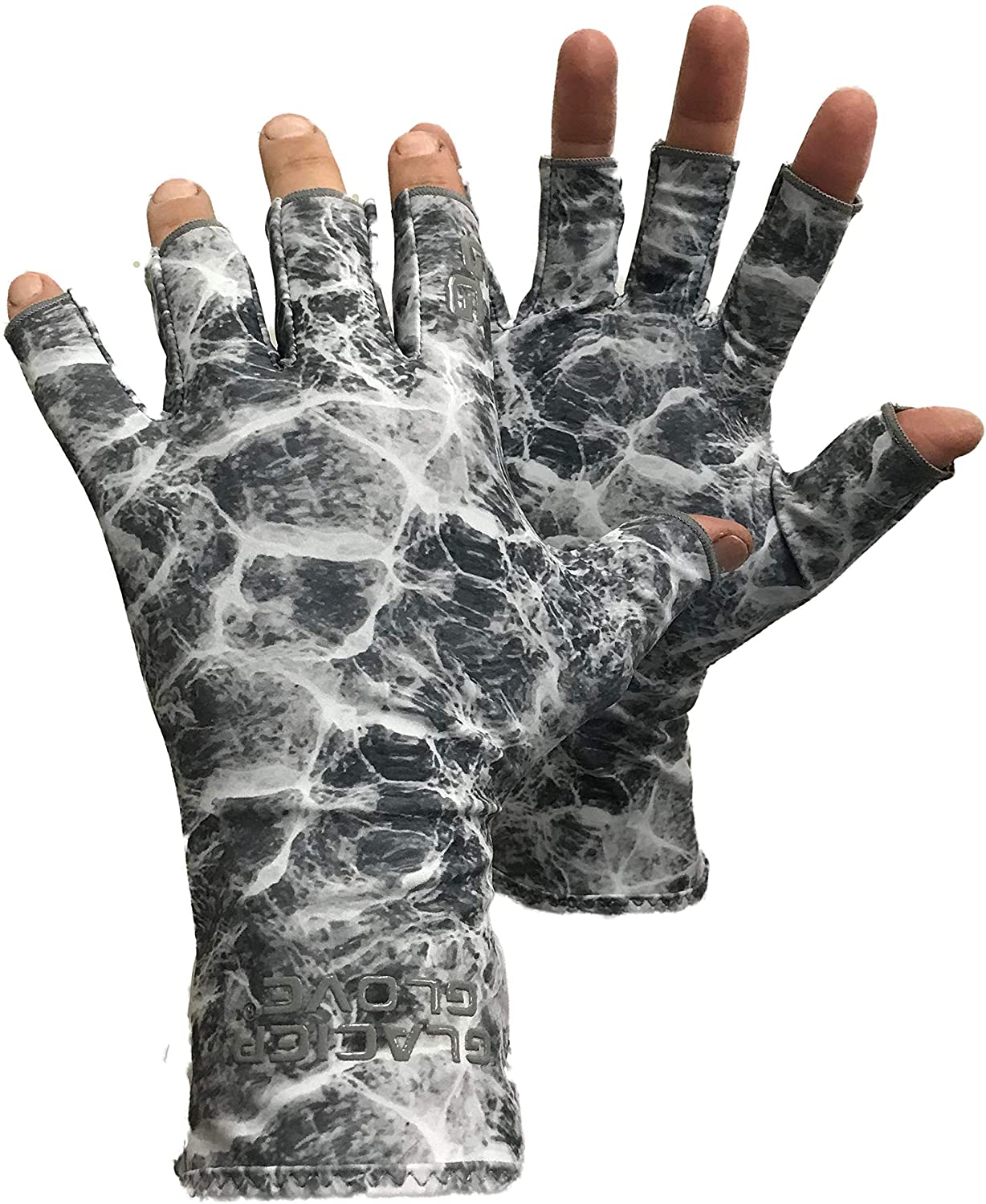 Glacier Abaco Bay Sun Glove, L/XL, Gray Camo