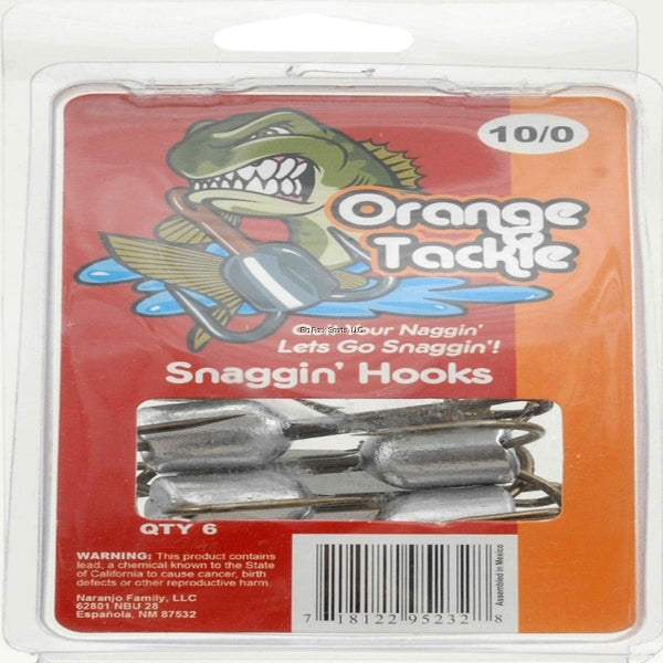 Orange Tackle Snaggin Hooks 10/0 6 Cnt