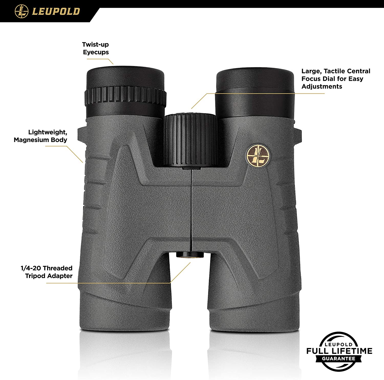 Leupold BX-2 Acadia Binoculars, 10x42mm Roof, Shadow Gray