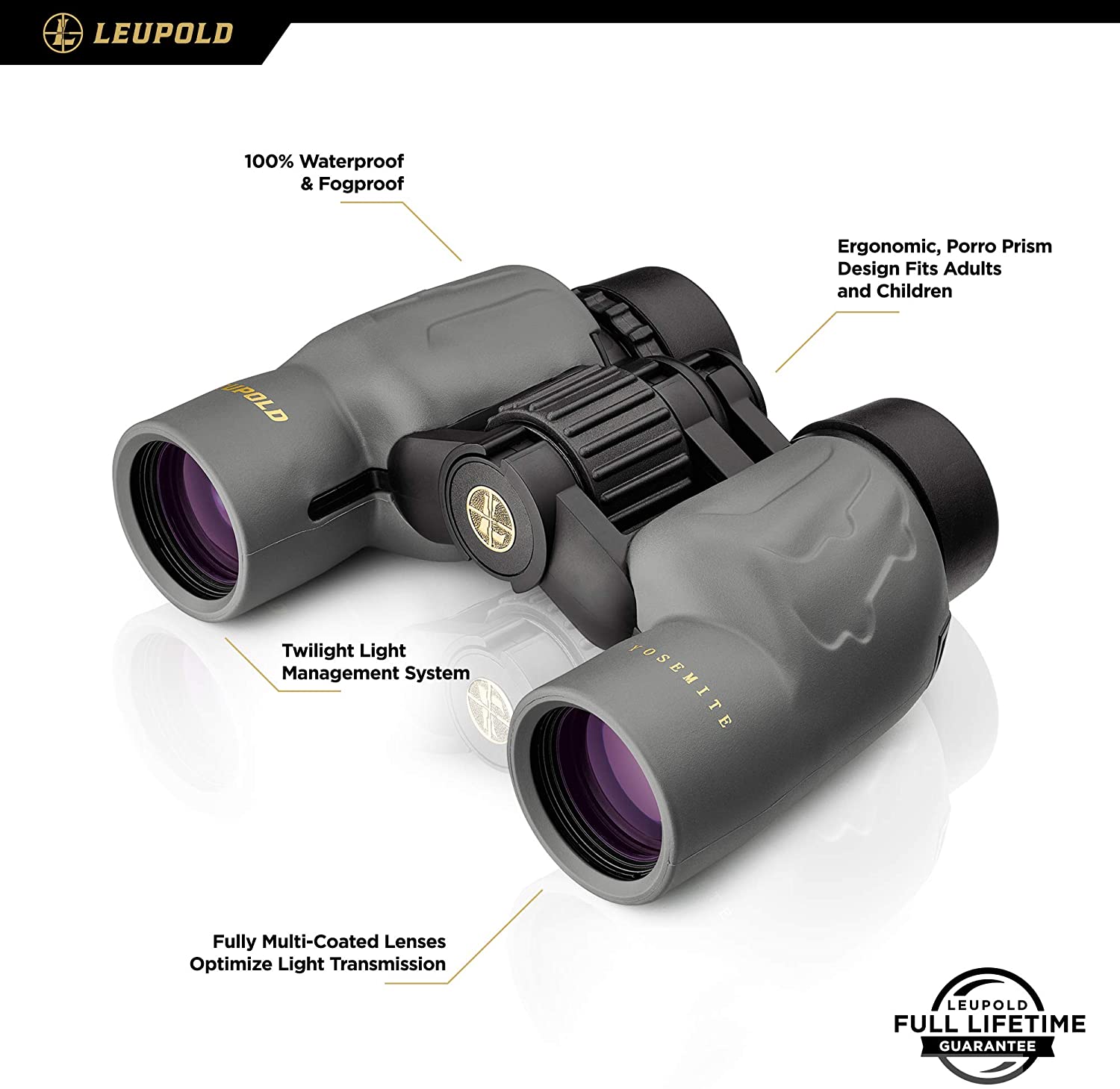 Leupold BX-1 Yosemite Binoculars, 8x30mm Porro Shadow Gray