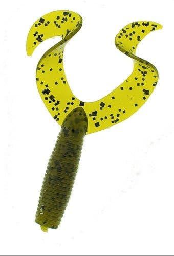 Dry Creek 211-DC104 Twin Tail Money Grubber Curltal Grub, 4", Green