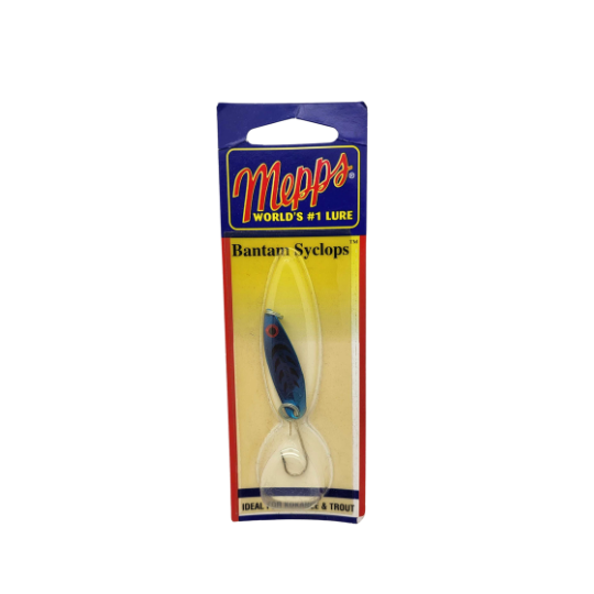 Mepps Bantam Syclops Spoon, 1/16oz, Plain Single Hook, Silver-Blue Platinum