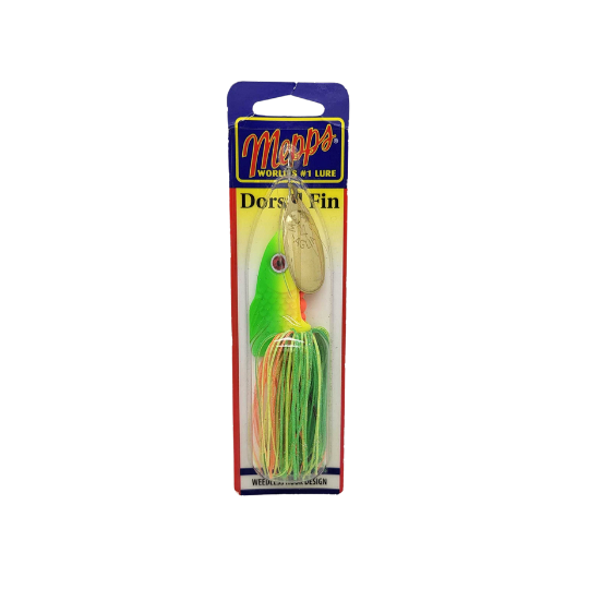 Mepps Dorsal Fin In-Line Spinner, 5/8oz, Gold Blade/Firetiger Tail