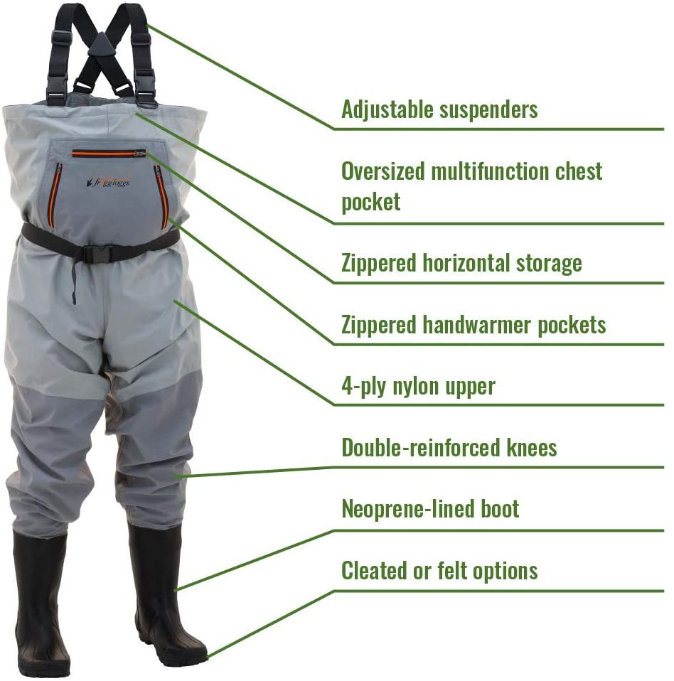 Frogg Toggs Men's Hellbender Bootfoot Cleated Chest Wader, Slate/Gray