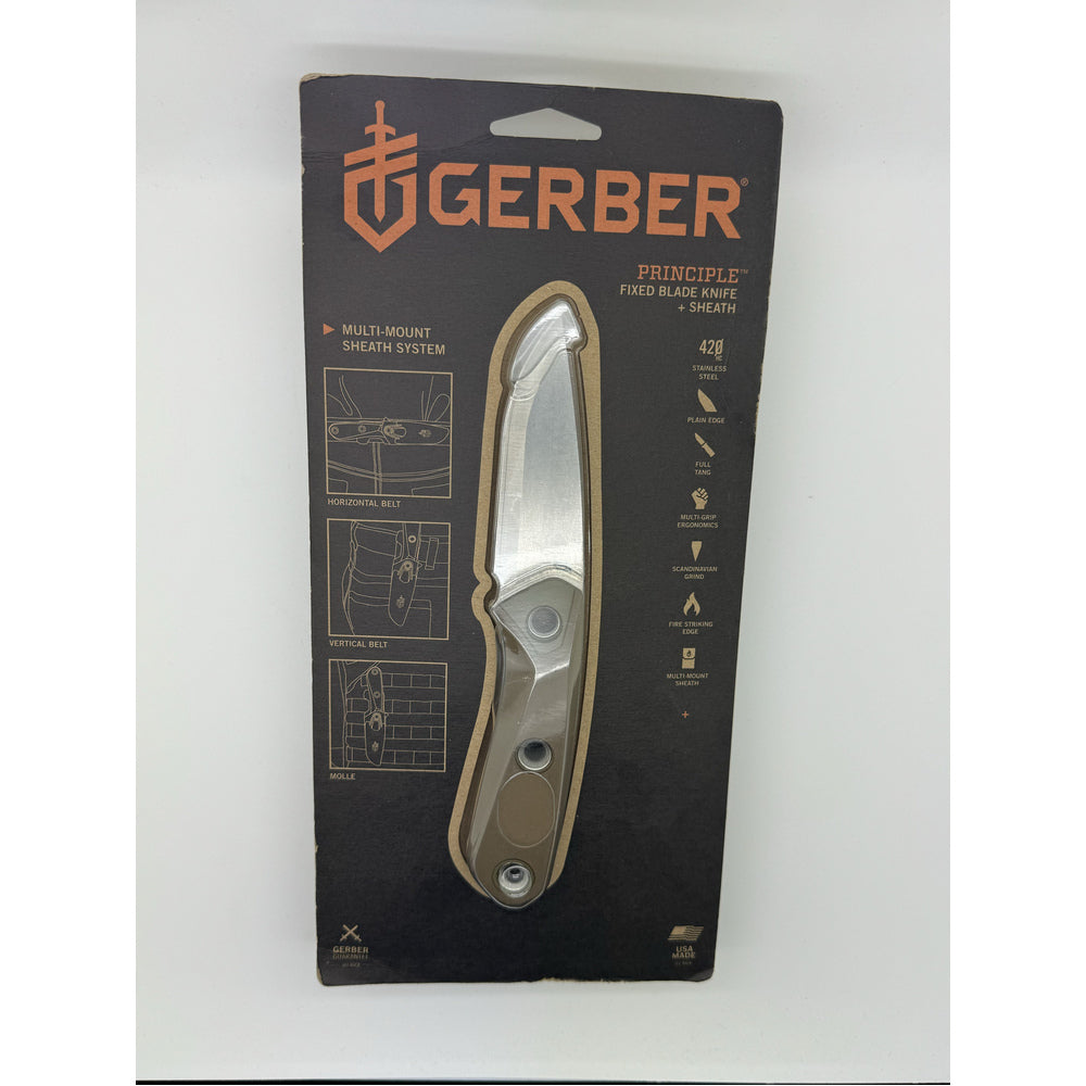 Gerber Principle Fixed Blade, 420HC Steel, Coyote, Fine