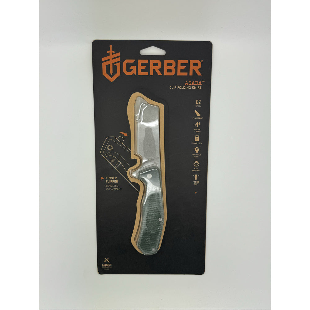 Gerber Gear Asada Folding Pocket Knife Cleaver, Olive-Micarta